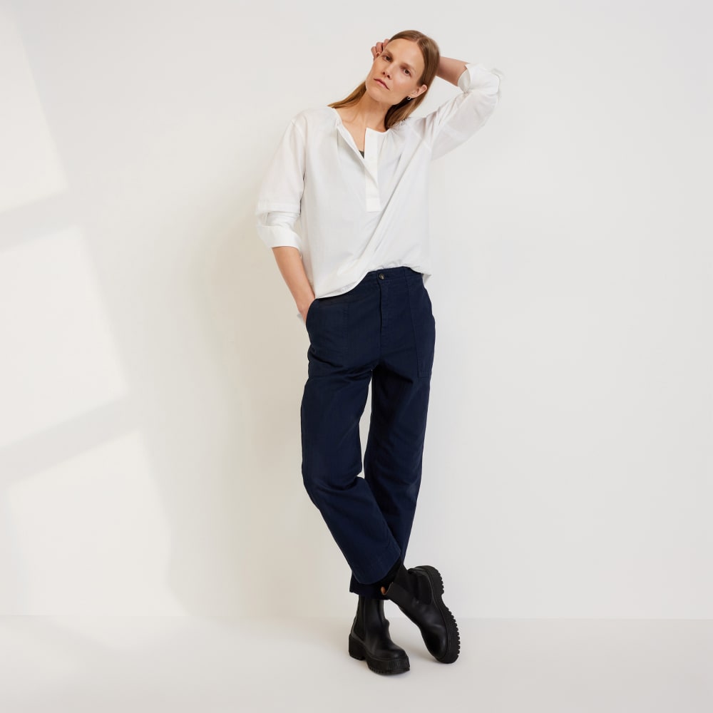 The Organic Cotton Herringbone Pant | Navy - Image 6