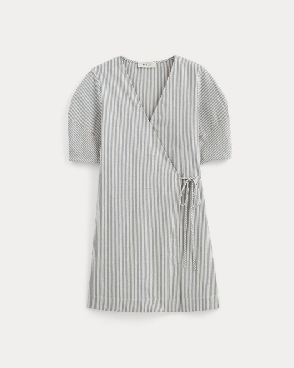 The Seersucker Mini Wrap Dress | Dutch Blue / Natural - Image 2