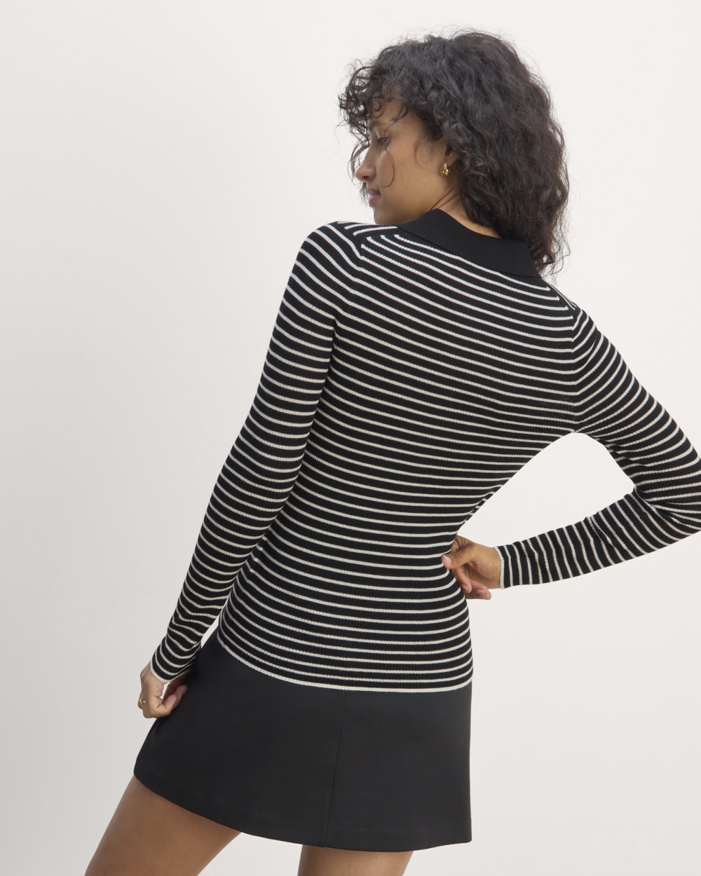 The Polo in Ultrasoft Merino | Black / Bone - Image 6