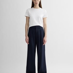 The Draper Pleated Pant in Buttersmooth | Navy | 32 Inseam