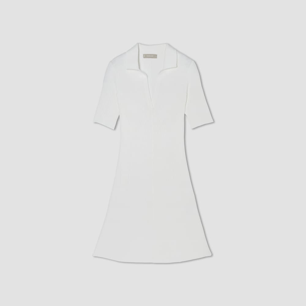 The Ribbed Short-Sleeve Polo Dress | White - Image 2