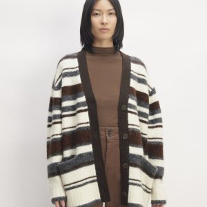 The SuperFuzz Alpaca Cardigan | Bone / Hot Fudge / Heather Charcoal