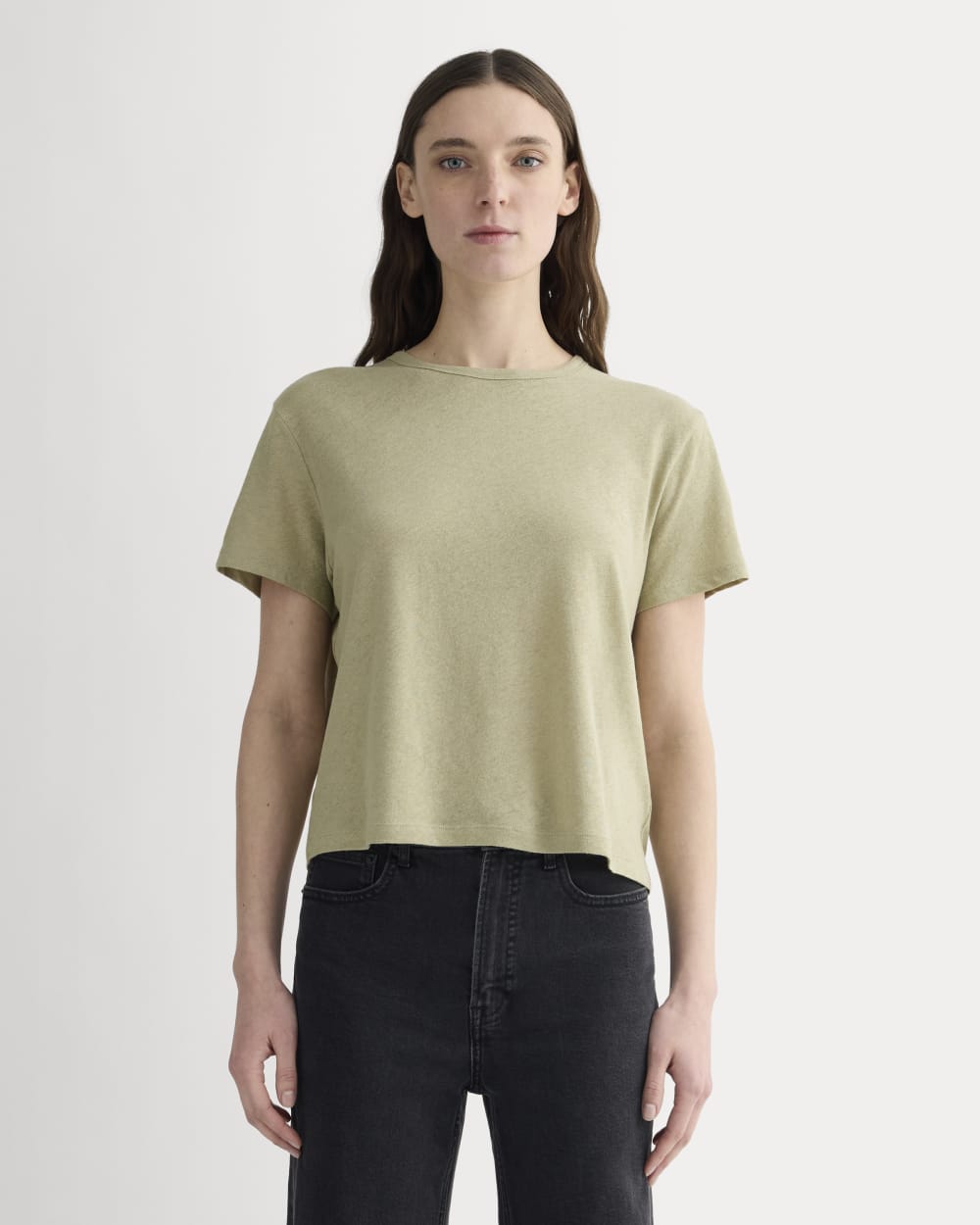 The Box-Cut Tee in Cotton Linen | Eucalyptus