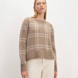The Alpaca Cropped Crewneck Sweater | Wheat / Lightest Taupe