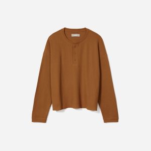 The Organic Cotton Waffle Henley | Toasted Almond