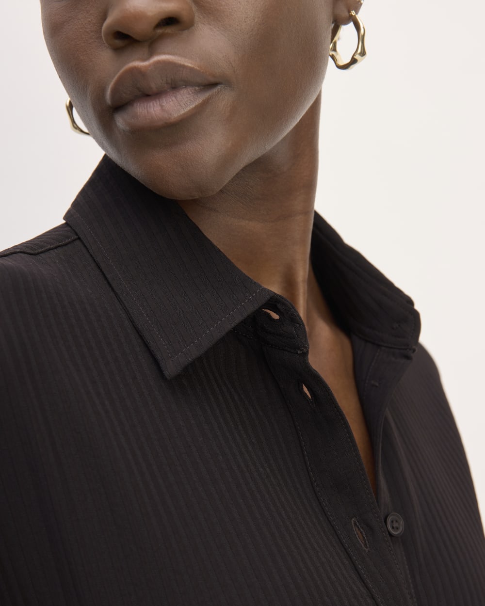 The Mini Jacquard Stripe Shirt Dress | Black - Image 4