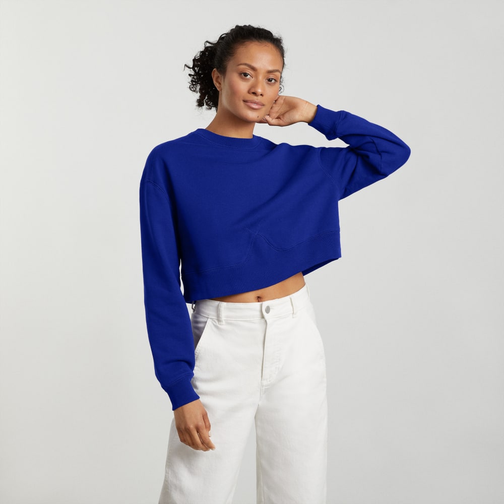 The Organic Cotton Cropped Crew | Cobalt - Image 2