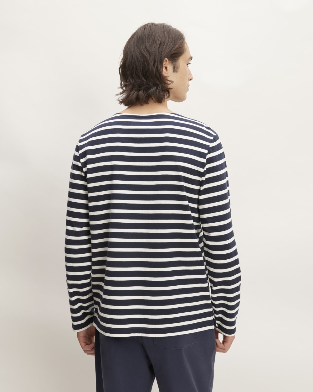 The Premium-Weight Long-Sleeve Mariner Tee | Navy / Bone - Image 6