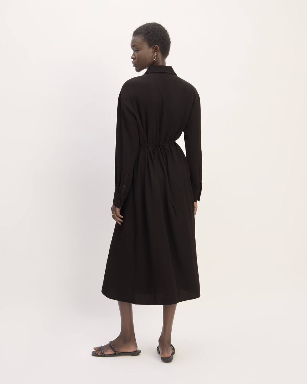 The Mini Jacquard Stripe Shirt Dress | Black - Image 6