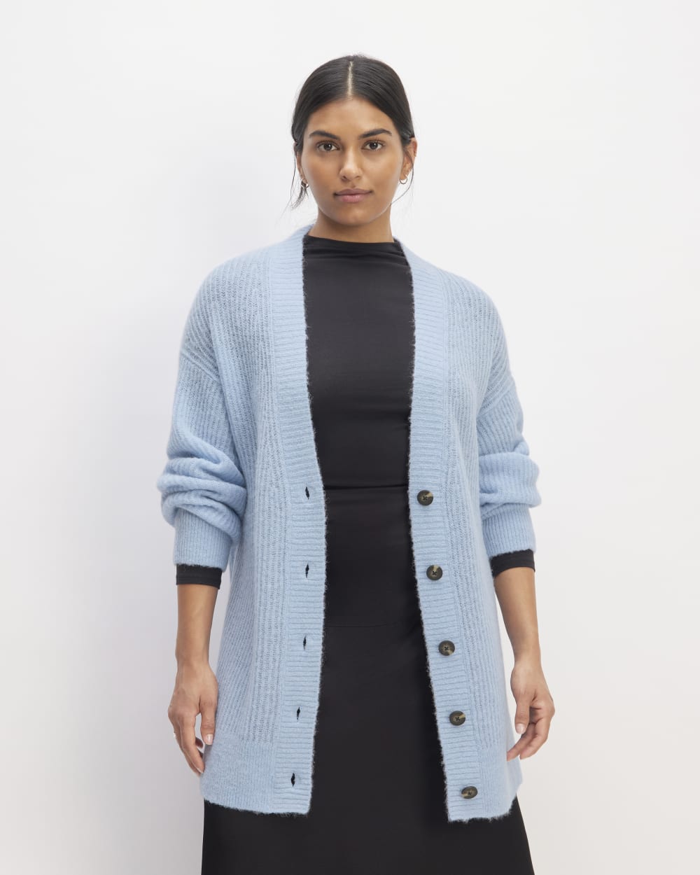 The Alpaca Oversized Cardigan | Chambray Blue