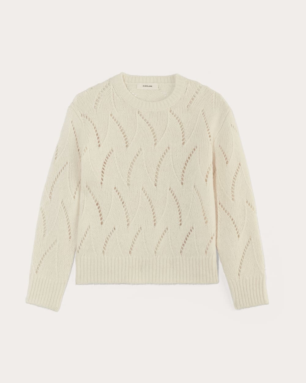 The Pointelle Sweater in Cloud | Bone - Image 2