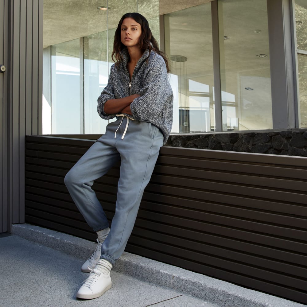 The Half-Zip Sweater in Luxe Merino | Dark Mallard / Oat Twist - Image 8