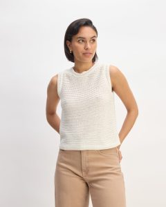 The Organic Cotton Open-Stitch Tank | Bone