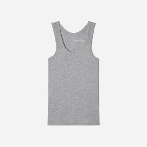The Pima Micro-Rib U-neck Tank | Heathered Grey