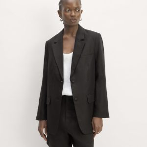 The Oversized Blazer in Linen | Black