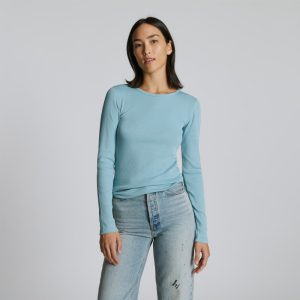 The Luxe Rib Long-Sleeve Crew | Blue Shadow