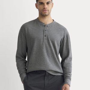 Thermal Henley in Cozy Waffle | Heathered Charcoal