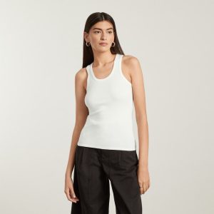 The Pima Micro-Rib U-neck Tank | White