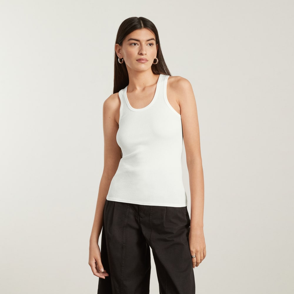 The Pima Micro-Rib U-neck Tank | White