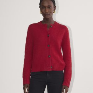 The Crew Cardigan in Alpaca | Berry Red