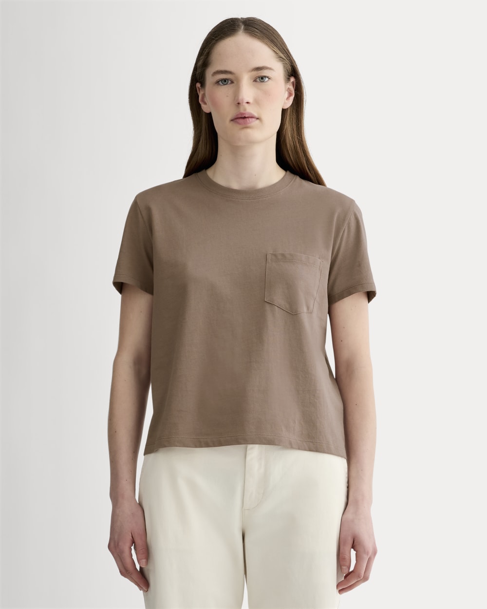 The Box-Cut Tee in Essential Cotton | Mocha | Pocket