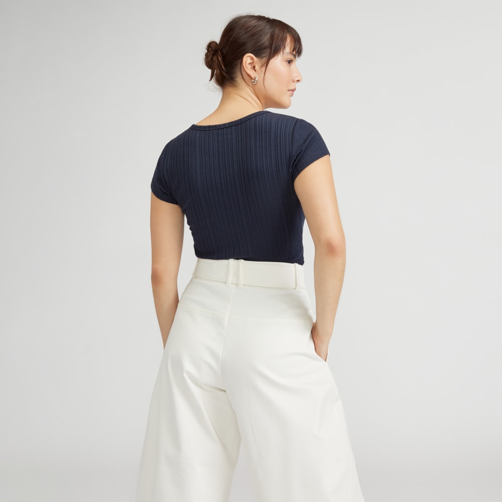 The Rib Soft Knit Scoop-Neck Tee | Navy - Image 3