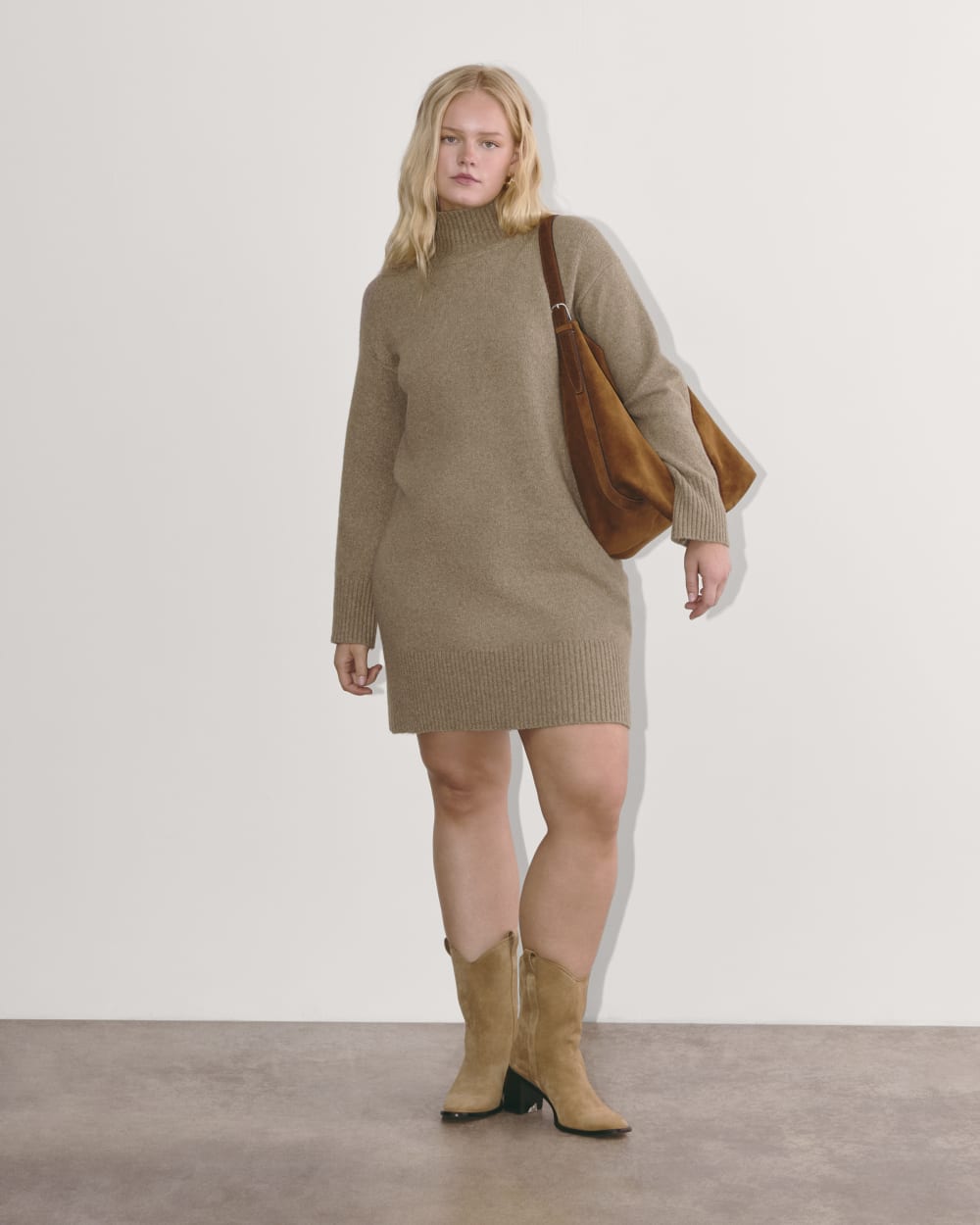The Sweater Dress in Plush Cotton | Heather Taupe