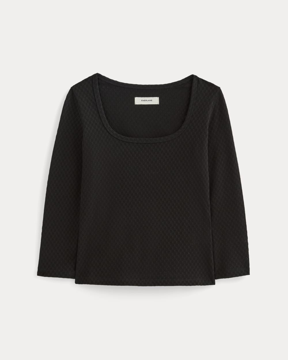 The Pointelle Scoop-Neck Top | Black - Image 2