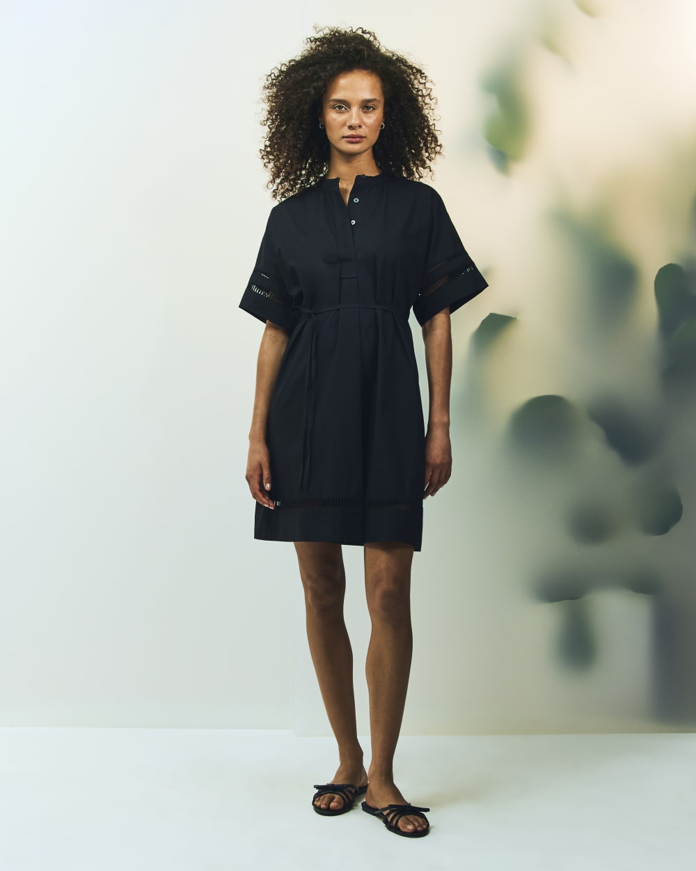 The Lace Trim Popover Dress | Black - Image 7