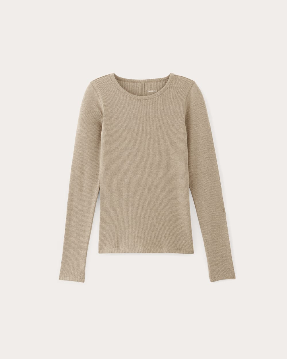 The Luxe Rib Long-Sleeve Crew | Heathered Tan - Image 2