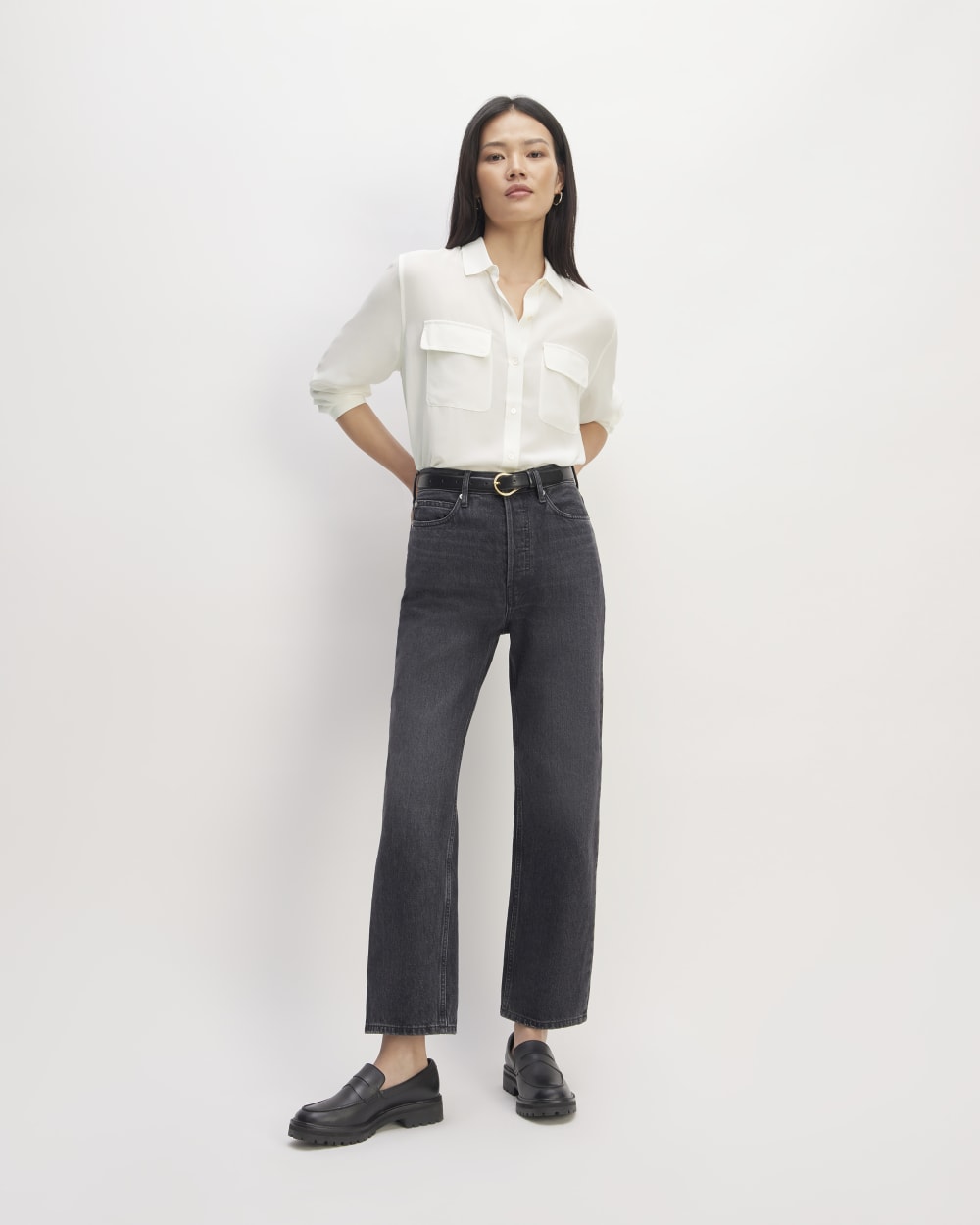 The Utility Shirt in Washable Silk | Off-White - Image 3