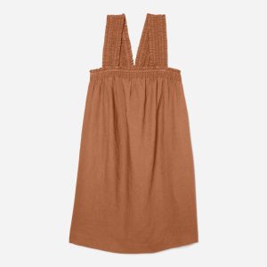 The Smocked Linen Dress | Tawny Brown