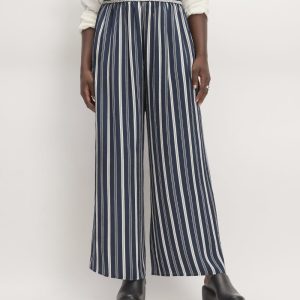 The Satin Pull-On Pant |  Navy / Bone