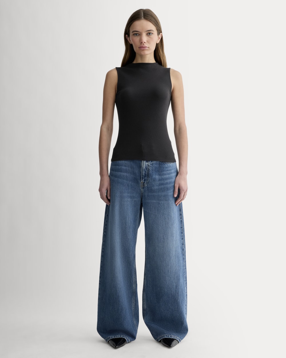 The Luxe Rib Funnel-Neck Tank | Black - Image 3