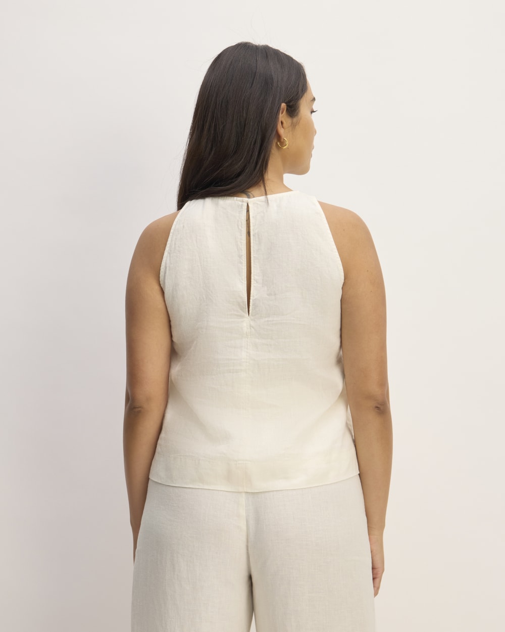 The Linen High-Neck Tank | Bone - Image 6