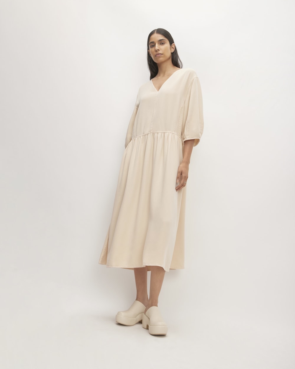 The TENCEL? Puff-Sleeve Dress | Whisper Pink