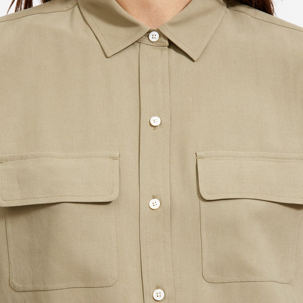 The Washable Silk Relaxed Shirt | Covert Green - Image 7