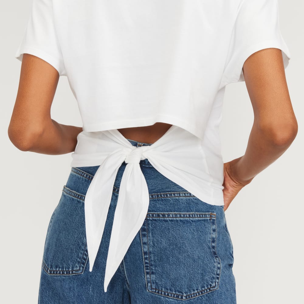 The Organic Cotton Tie Back Tee | White - Image 3