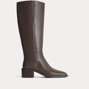 Leather Knee-High City Boot | Deep Brown