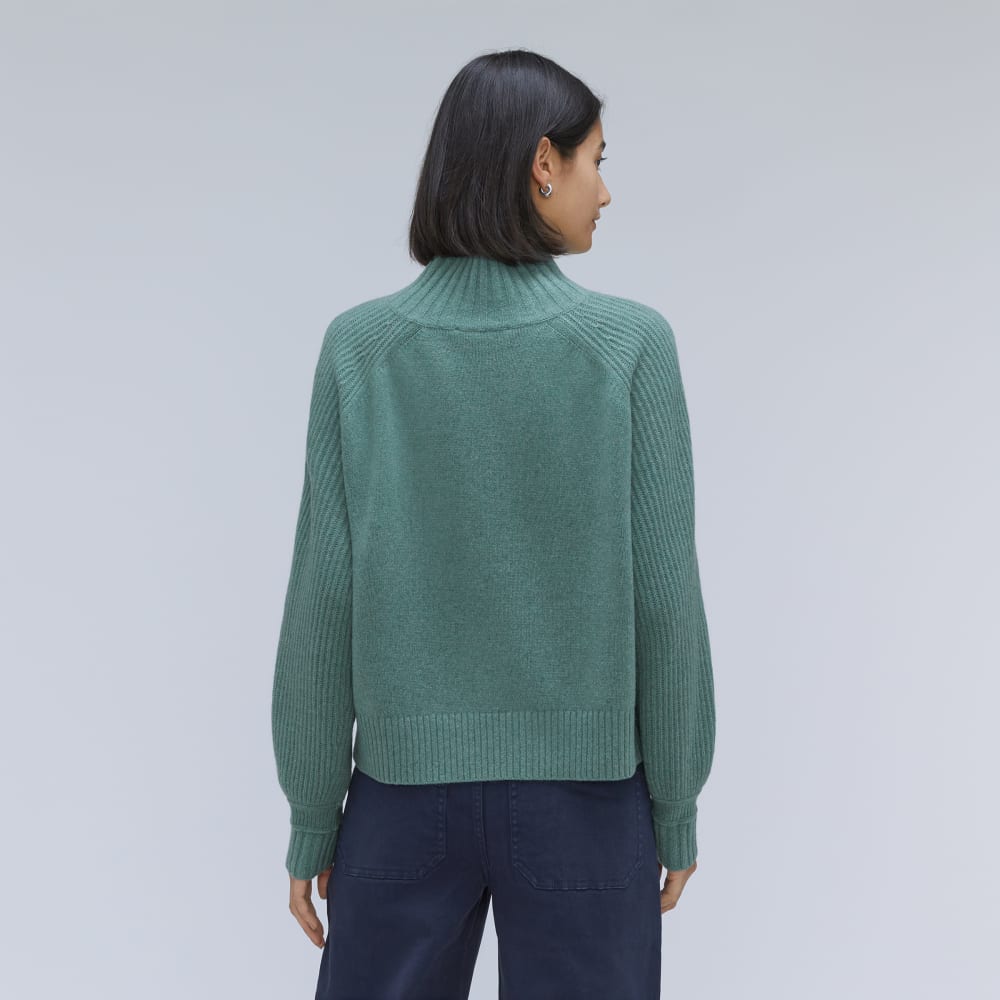 The Cashmere Ribbed Turtleneck | Heathered Dusty Aqua - Image 3