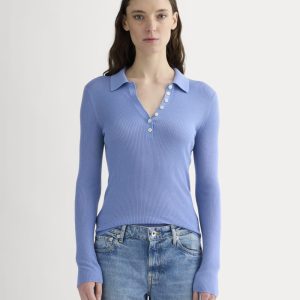 The Polo in Ultrasoft Merino | Bluebell