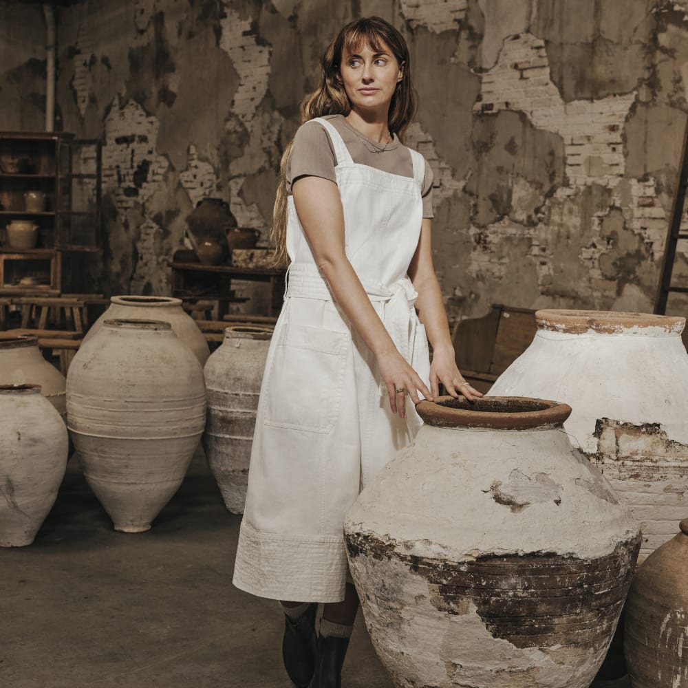 The Organic Cotton Herringbone Dress | Bone - Image 5