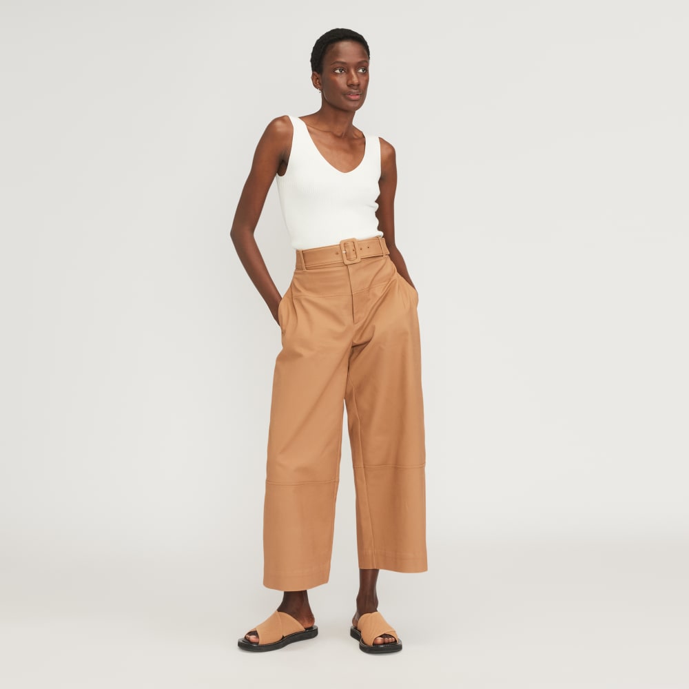 The Ribbed Cotton Double V Top | Bone - Image 5