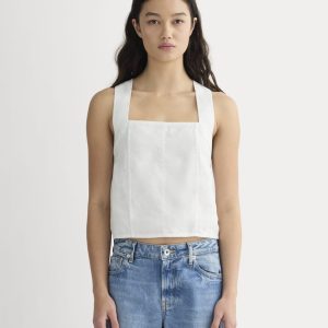 The Crossback Tank in Linen | Natural Chambray