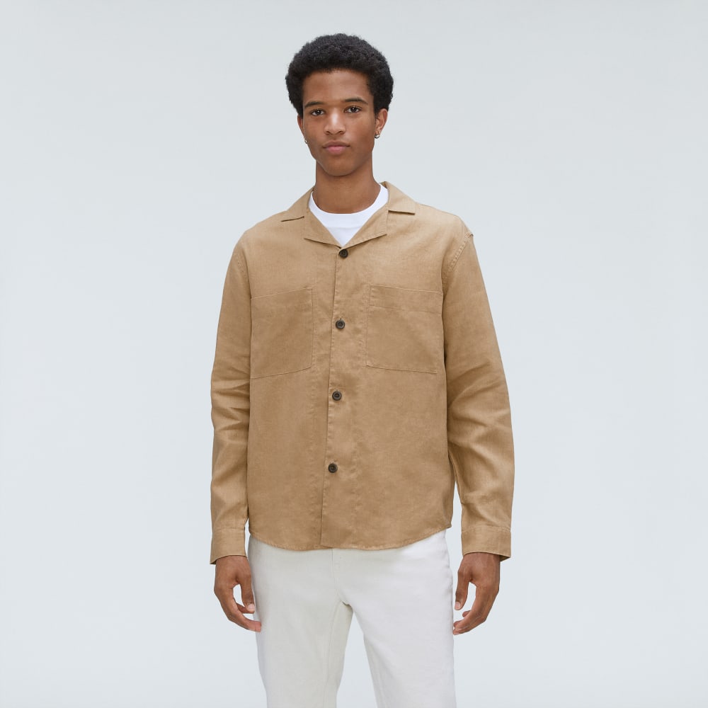 The Long Sleeve Linen Camp Shirt | Iced Coffee - Image 2