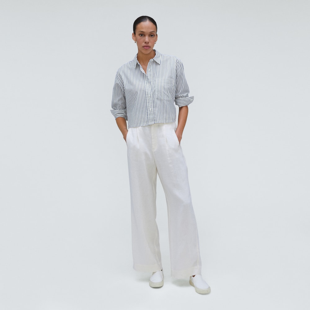 The Way-Short Shirt in Silky Cotton | Deep Blue / Canvas - Image 6