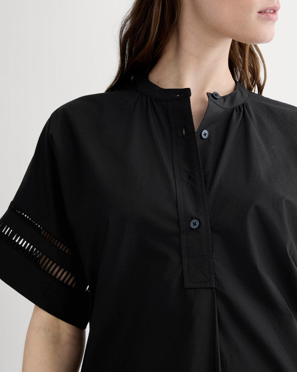 The Lace Trim Popover Dress | Black - Image 3