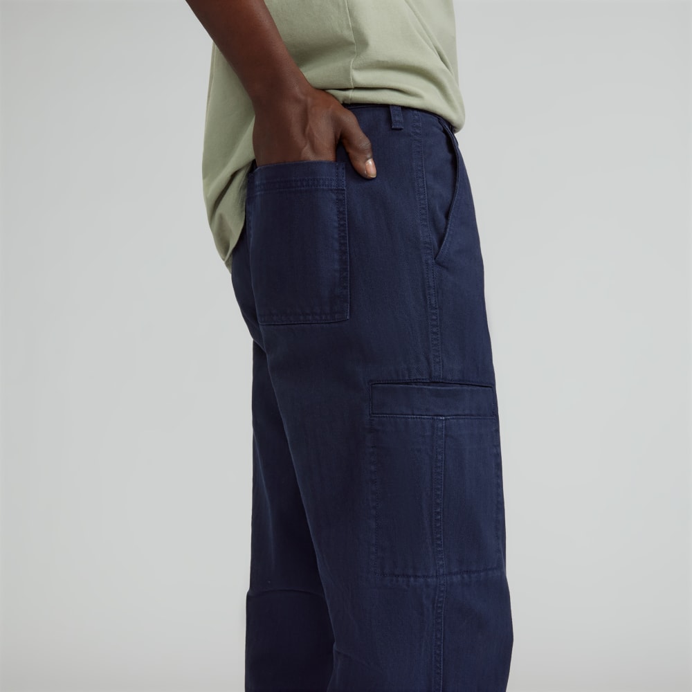 The Organic Cotton Herringbone Refined Cargo | Navy - Image 5