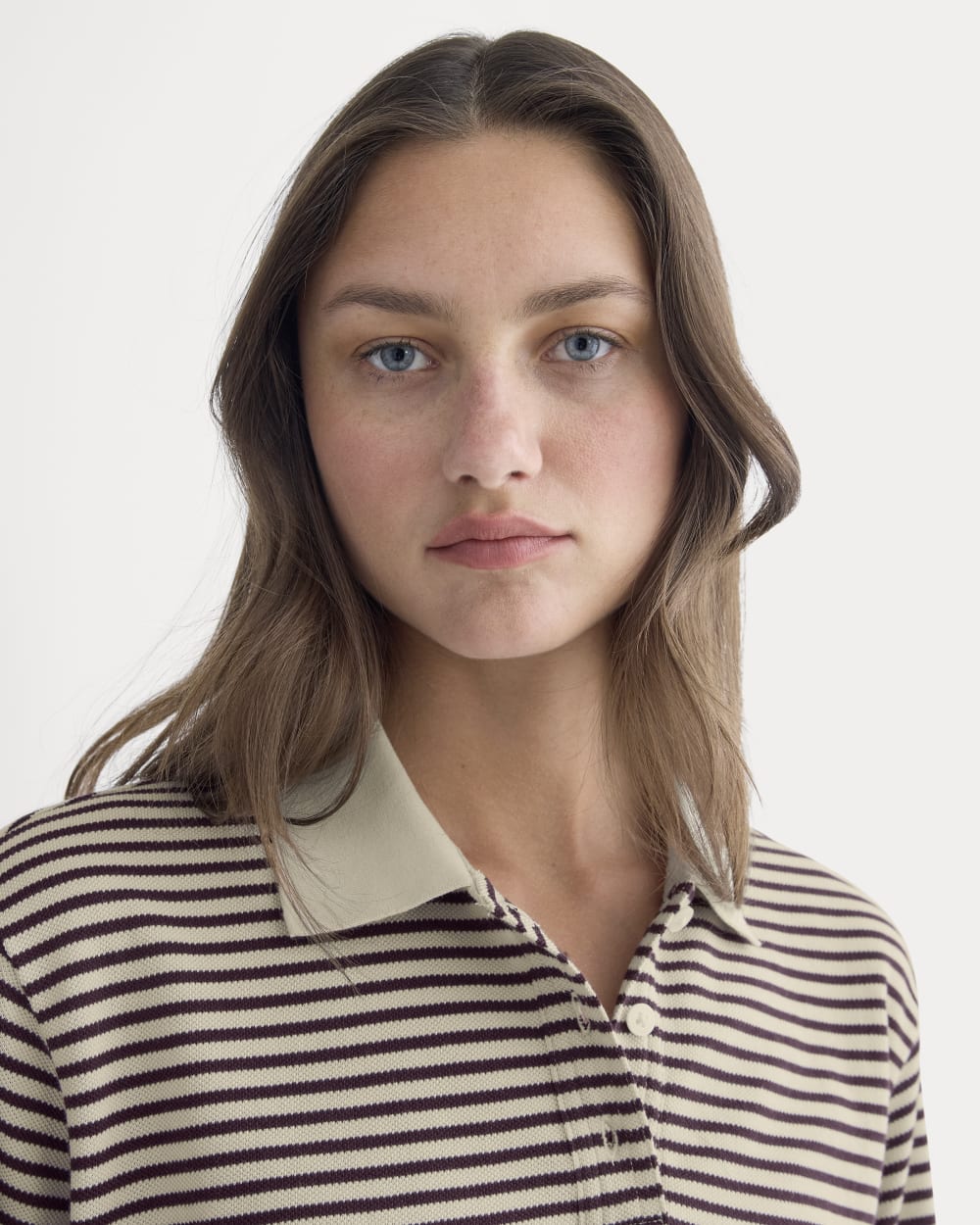 Oversized Pique Polo | Dusty Beige/Deep Plum Stripe - Image 4