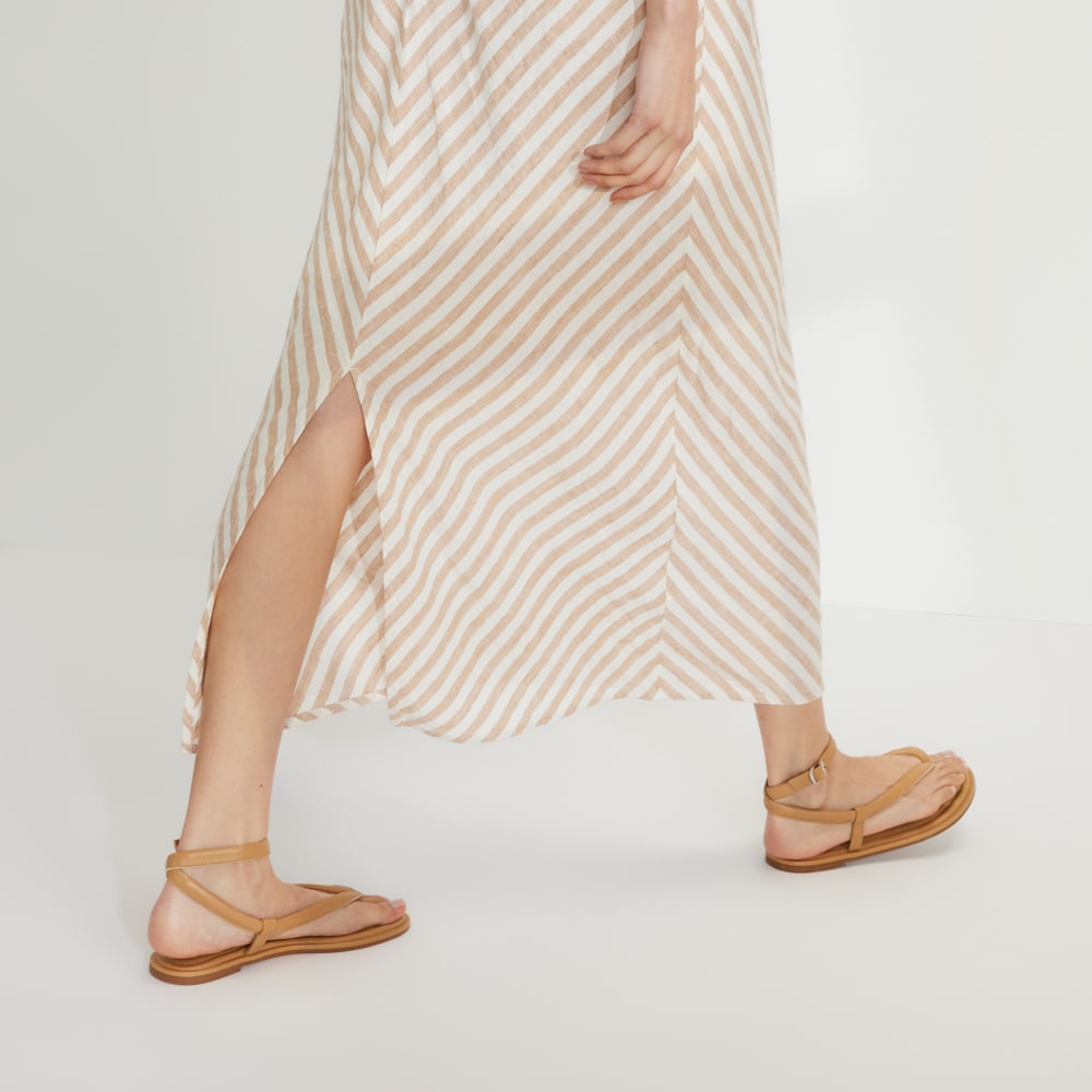 The Linen Bias Cut Dress | Bone / Caramel - Image 6